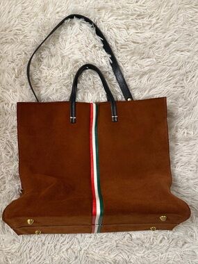 Clare V Simple Tote Suede Napa Bag  Chestnut